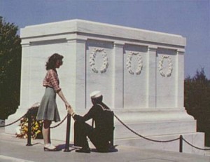 A sailor and a girl visit the Tomb of the Unknown Soldier in 1943 CREDIT: Collier, John photographer. 